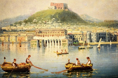 Paire de vues du golfe de Naples - École du Posillipo XIXe siècle - Romano Ischia